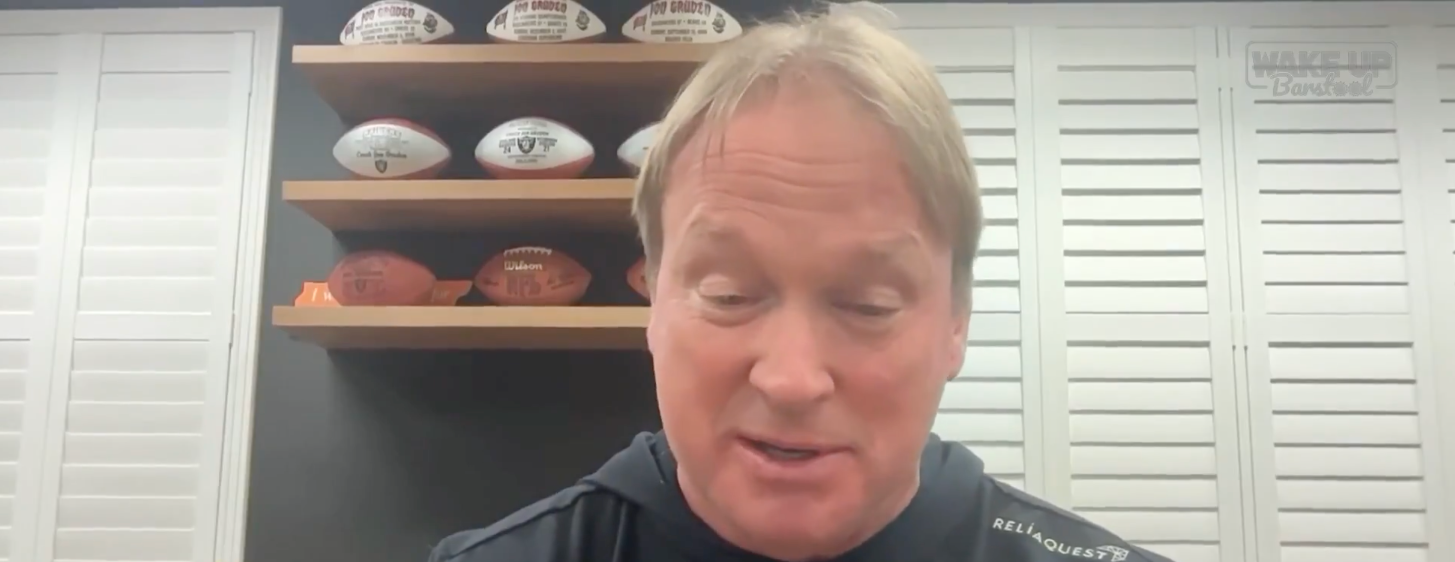 Jon Gruden talks about Jayden Daniels' injury controversy on Monday.